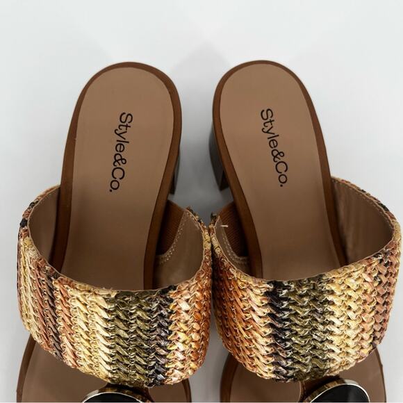 Style & Co Brandyy Embellished Raffia Chunky heels mocha - 8.5 - Picture 7 of 14